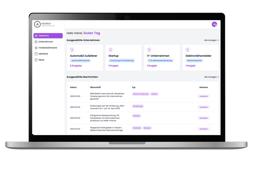 Smarte Förderdatenbank für BAFA zertifizierte Berater zur Recherche von Investitionszuschüssen.